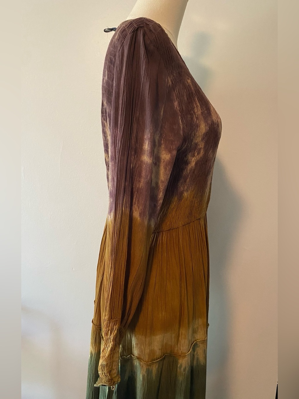 Boho Hippie Maxi Dress Tie Dye Peasant Fall Autumn Woman's  M (Cracker Barre - Picture 4 of 10